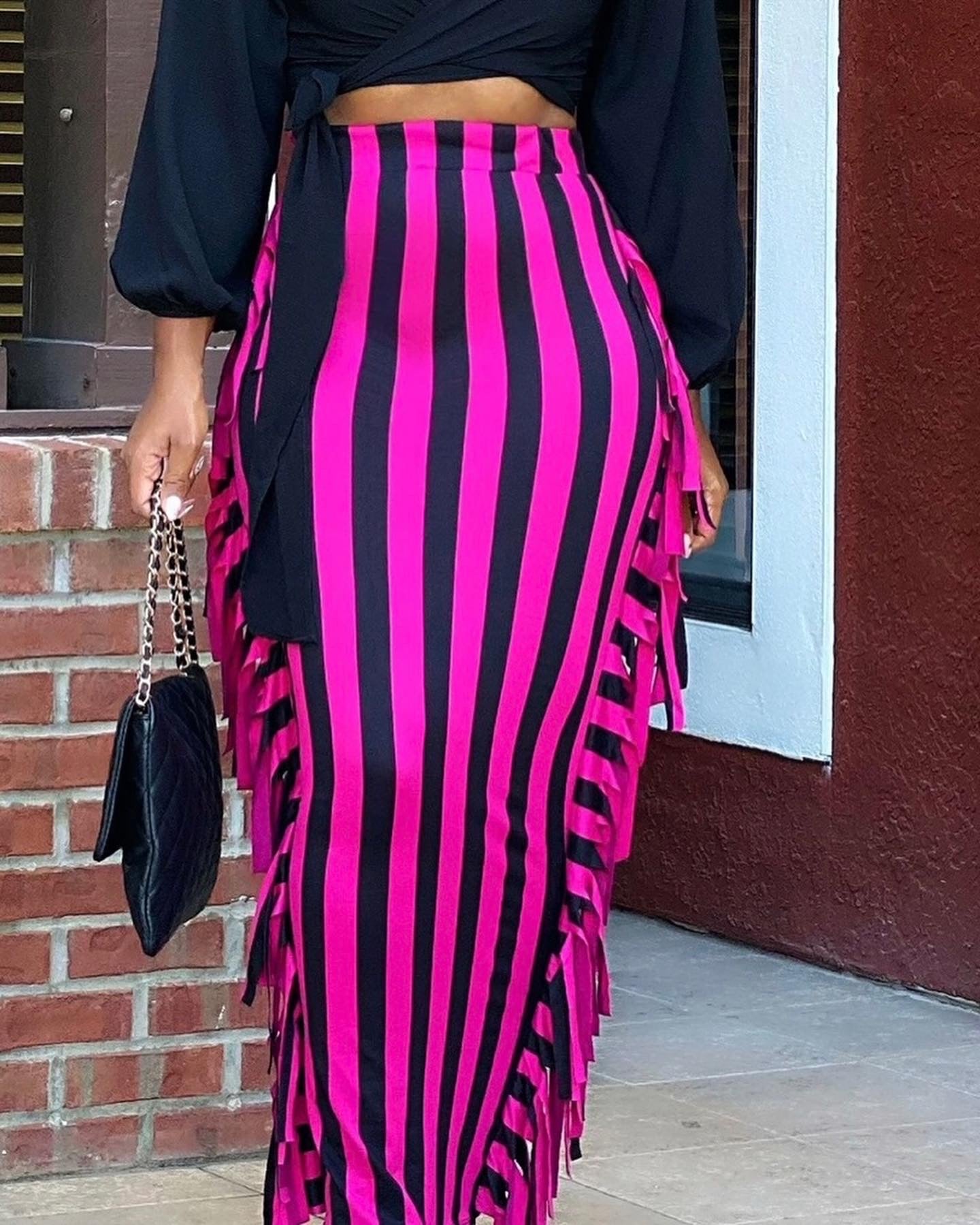 The Berry Fringe Maxi Skirt