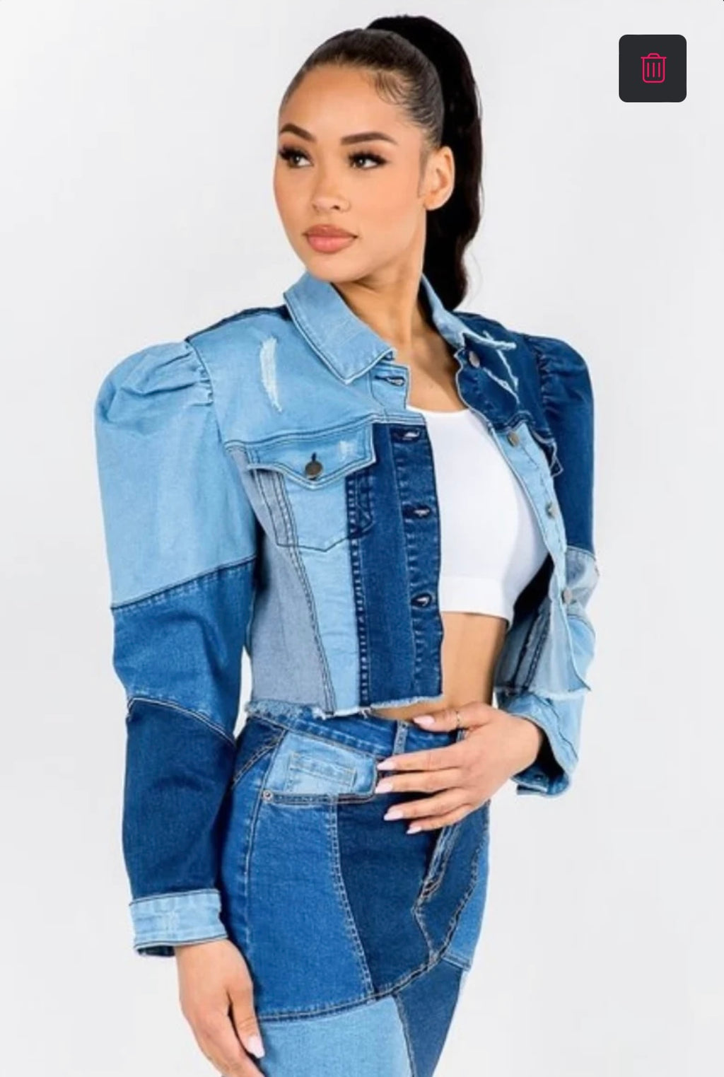 Patches Denim Jacket - Plus Size