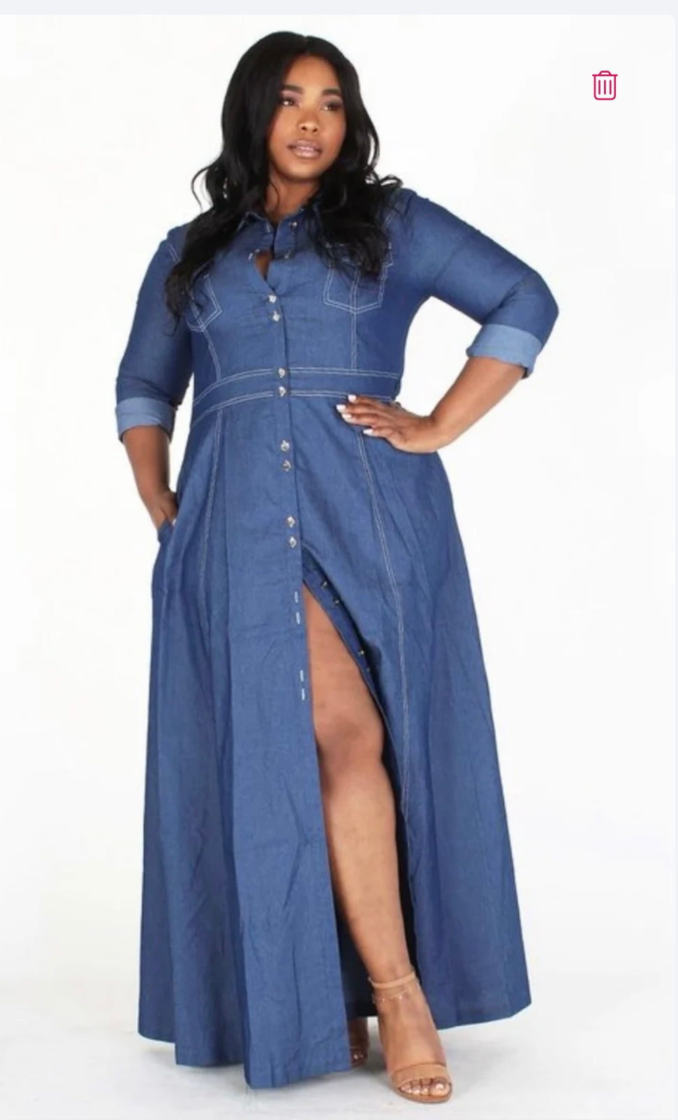 The Kennedy Denim Maxi Dress - Plus Size